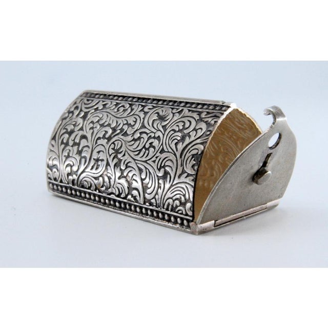 Metal Silver Toothpick Holder with Nickel-Plated Applications For Sale - Image 7 of 11