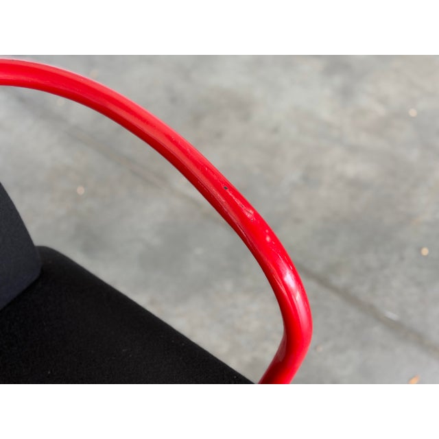 Black 1990s Set of 2 Ettore Sottsass Mandarin Chairs by Knoll - Black + Red Post Modern For Sale - Image 8 of 10