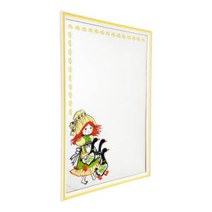 Vintage 1960s Hand-Painted Kitschy Cute Mirror With Wooden Frame – 21” X 15”
