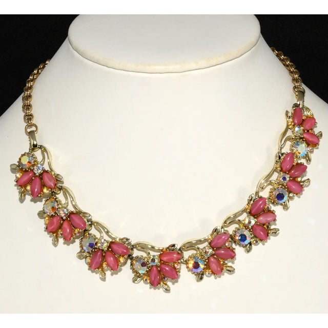 Vintage Pink Glass Stones Necklace Chairish