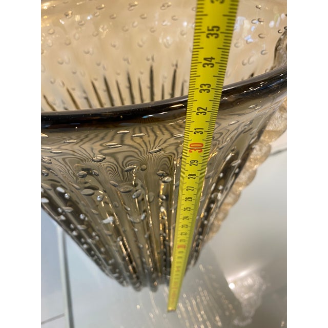 Murano Style Glass Gray Vase With Gold and Bubble Air For Sale - Image 10 of 12