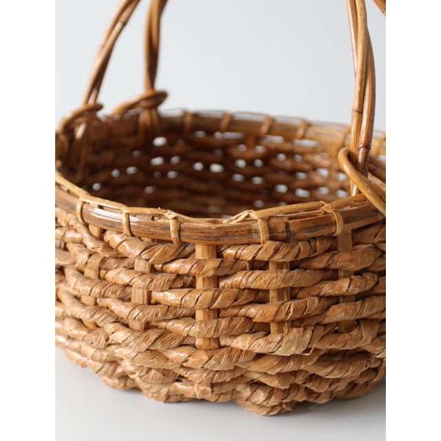 Late 20th Century Vintage Coil Basket With Handle For Sale - Image 5 of 12