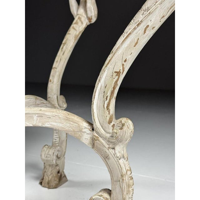 French Side Table in Hand-Carved Wood with Marble Top For Sale - Image 9 of 18