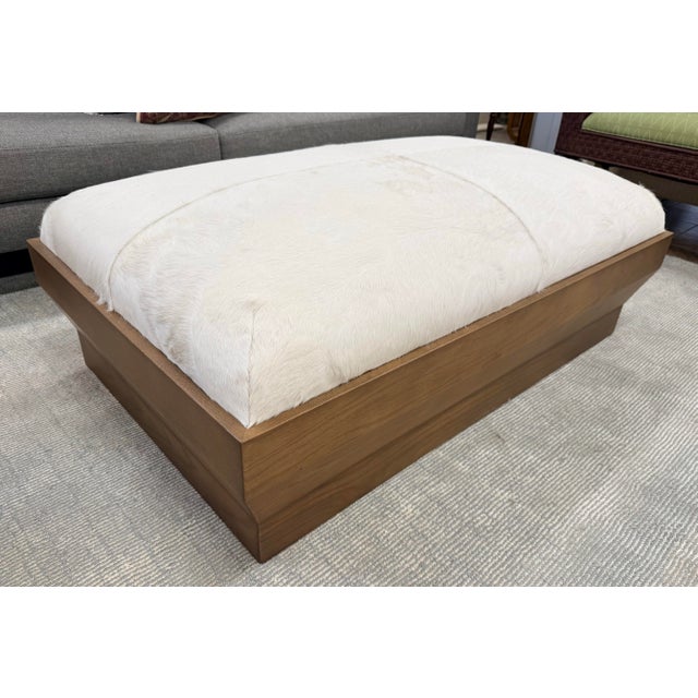 2020s Ponyskin Hide Leather on White Oak Ottoman For Sale - Image 5 of 5