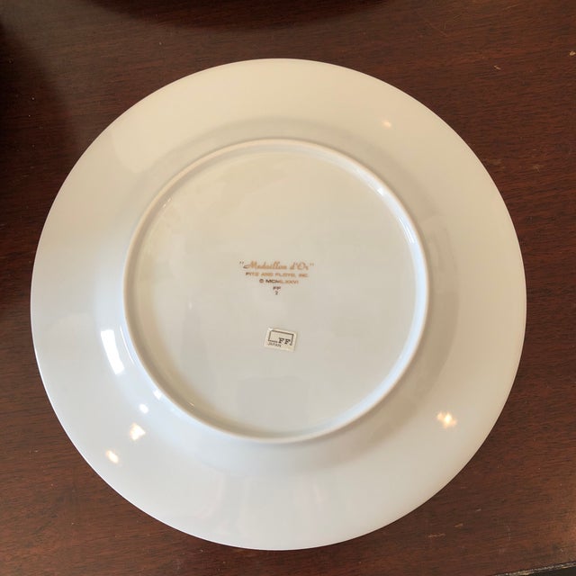 Terra Cotta 1970s Fitz and Floyd Medaillon d'Or Orange Terra Cotta Plates and Platter - Set of 13 For Sale - Image 8 of 9