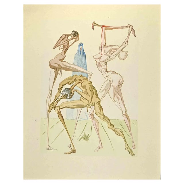 Salvador Dali, The Sodomites, Woodcut Print, 1963 For Sale