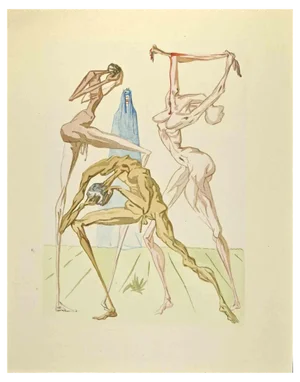 Salvador Dali, The Sodomites, Woodcut Print, 1963