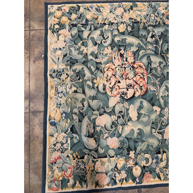 Early 21st Century Vintage European Coat of Arms Botanical Tapestry For Sale - Image 5 of 8