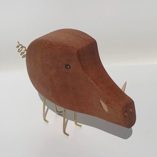 Mahogany Wild Boar Mid Century Modern Style Figurine Jacob Hermann Style Danish Modern For Sale In Little Rock - Image 6 of 11