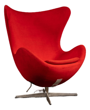 Vintage After-Arne Jacobsen “Egg” Chair in Red Upholstery