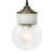 Mid-Century Modern White Porcelain Clear Glass Vintage Industrial Brass Pendant Lights For Sale - Image 3 of 8