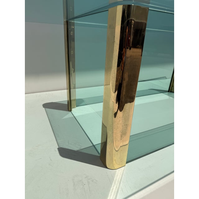 1970s Leon Rosen for Pace Collection Glass and Brass Coffee Table For Sale - Image 11 of 12