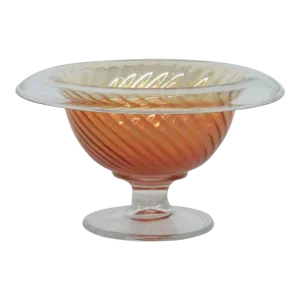 Imperial Rolled Rim Swirl Style Marigold Carnival Glass Compote Mayo Bowl