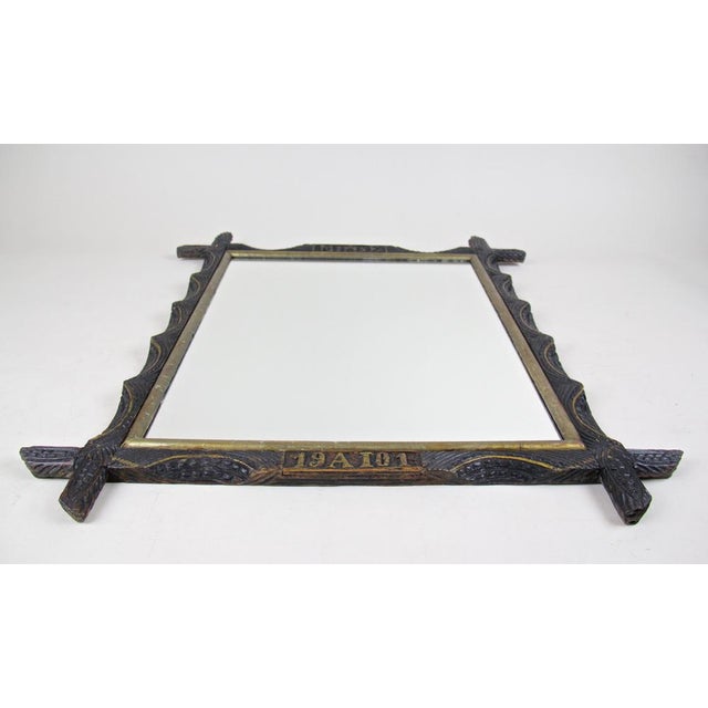 Hand-Carved Wooden Wall Mirror with Golden Bars, Austria, 1901 For Sale - Image 9 of 16