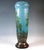 Particularly large baluster vase on a slightly offset base, colourless glass with flaky sky blue powder melting, green...