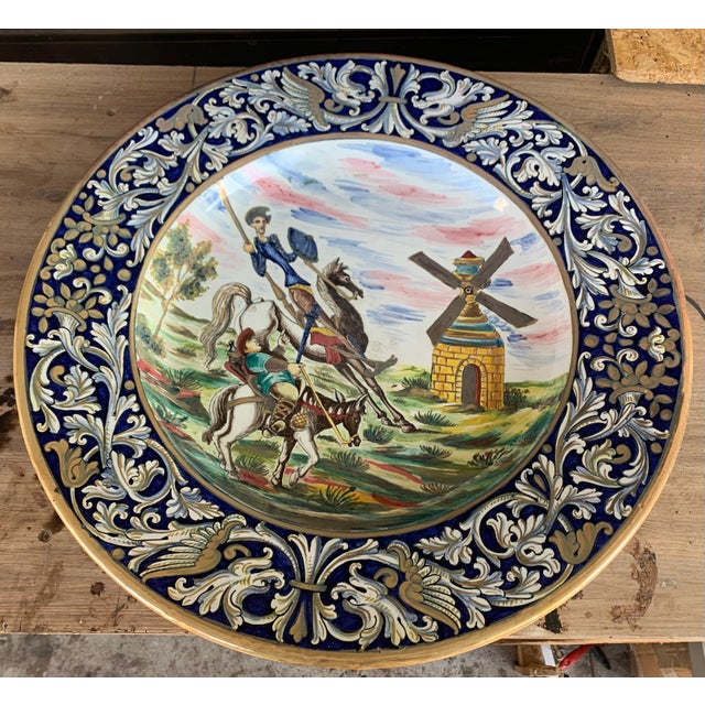 19th Spanish Decorative Charger Plate Depicting Don Quixote For Sale - Image 17 of 18