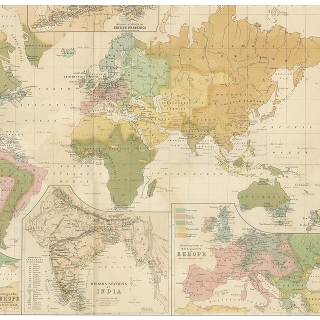Antique Map of the Religions in the World by Johnston, 1854 For Sale - Image 4 of 6