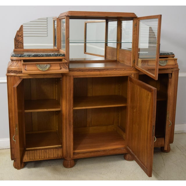 Art Deco French Art Deco Walnut China Display Sideboard For Sale - Image 3 of 12