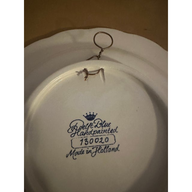 Vintage Delft Decorative Scalloped Wall Plate For Sale - Image 9 of 10