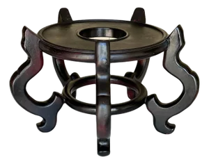 Vintage Chinese Carved Hardwood Display Stand / Pedestal With Ebony Finish 9.75"