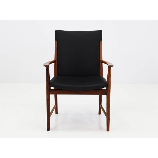 Mid-Century Modern High-Back Armchairs in Rosewood and Leather by Kai Lyngfeldt-Larsen, Denmark, 1960s, Set of 2 For Sale - Image 3 of 14