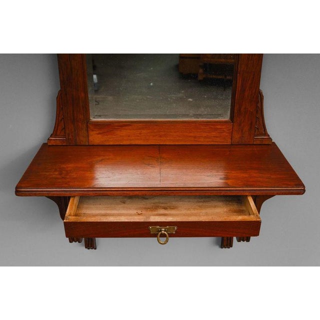 Art Nouveau Wall Mirror with Console in Walnut, Early 20th Century For Sale - Image 11 of 16