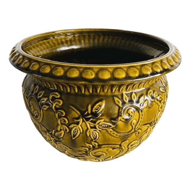 Mid-Century Majolica Planter fron Uebelacker Keramik, West Germany, 1960s For Sale