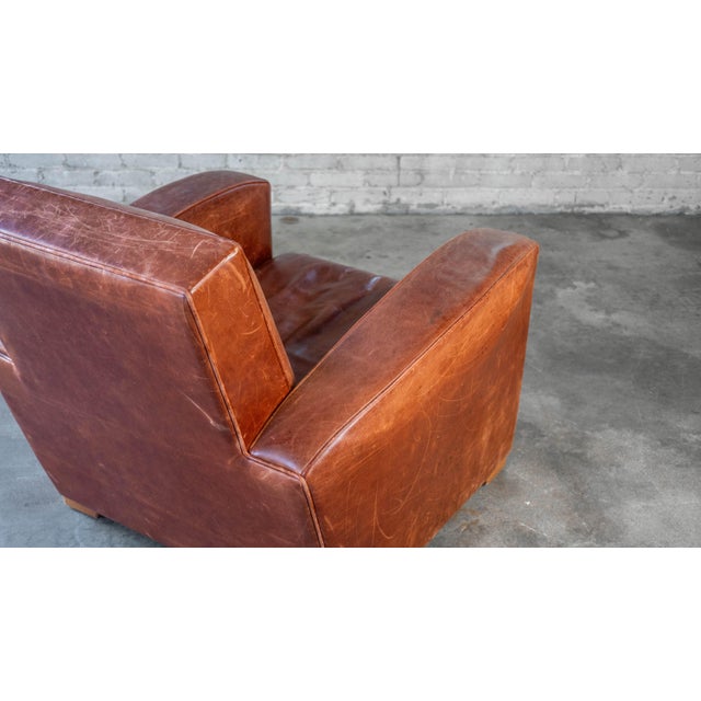 Vintage Art Deco Cognac Leather Club Chair For Sale - Image 12 of 17
