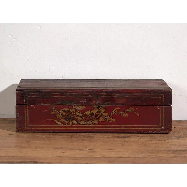 Antique Hand Painted Box with Floral Details, 1900s For Sale - Image 4 of 8