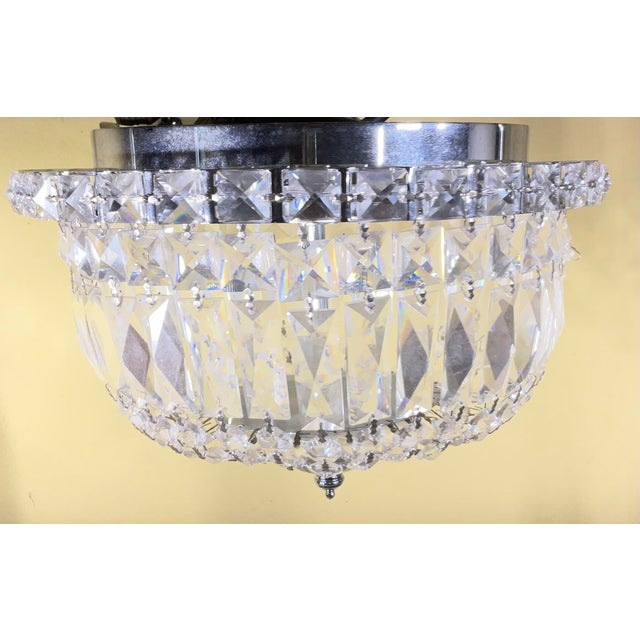 2020s Matching Pair of Vintage-Style Crystal Flush Mount Ceiling Lights / Chandelier For Sale - Image 5 of 14