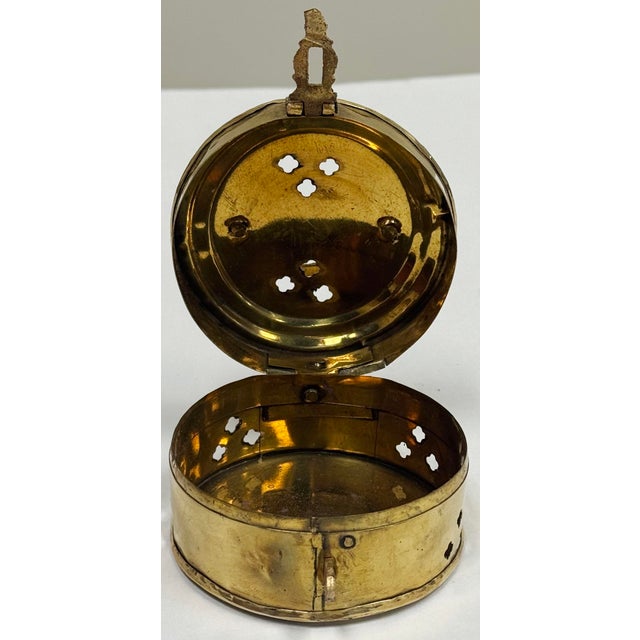 Mid-Century Modern Mid 20th Century Brass Circular Cricket Box* For Sale - Image 3 of 5