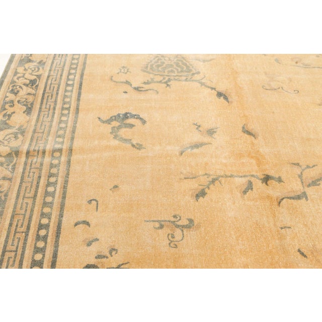 1930s High-quality 1930s Indian Golden Yellow Handmade Wool Rug For Sale - Image 5 of 8