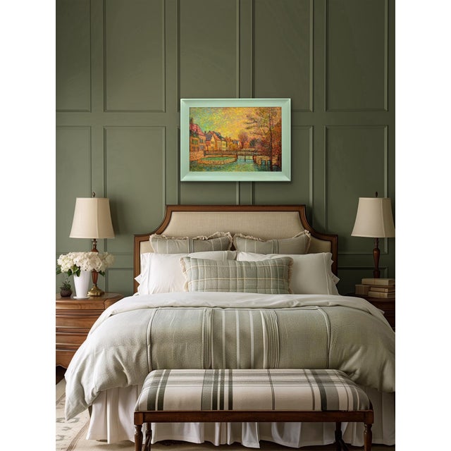 Jean Vollet, The River Eure, The Quarter of Chartres, Oil Painting, 1970s For Sale - Image 17 of 18