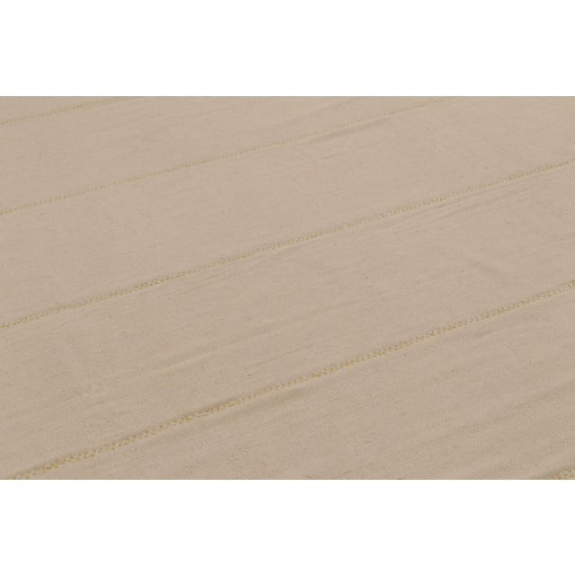 2010s Rug & Kilim’s Contemporary Kilim in Beige and Cream Textural Stripes For Sale - Image 5 of 10