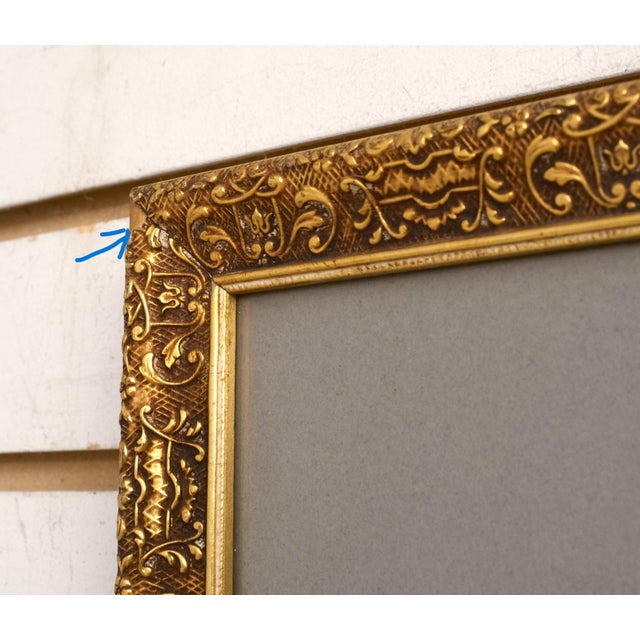 Signed Framed Watercolor Italian Canal Scene Engraving For Sale - Image 4 of 8