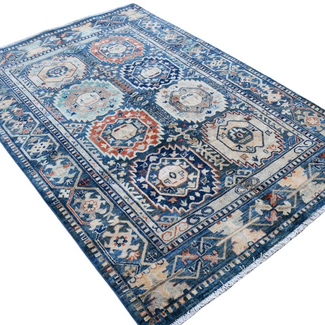 Beautiful modern Bidjar Style hand-knotted wool rug with a dark Gray field. This piece has multicolor accents that feature...