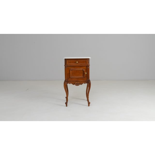 19th Century French Louis XV Bedside Table With Marble Top For Sale - Image 4 of 18