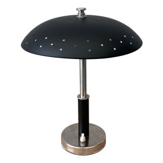 Vintage Scandinavian Table Lamp in Chrome and Steel, Sweden, 1940s For Sale