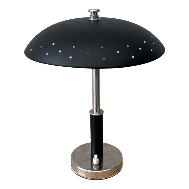 Vintage Scandinavian Table Lamp in Chrome and Steel, Sweden, 1940s For Sale
