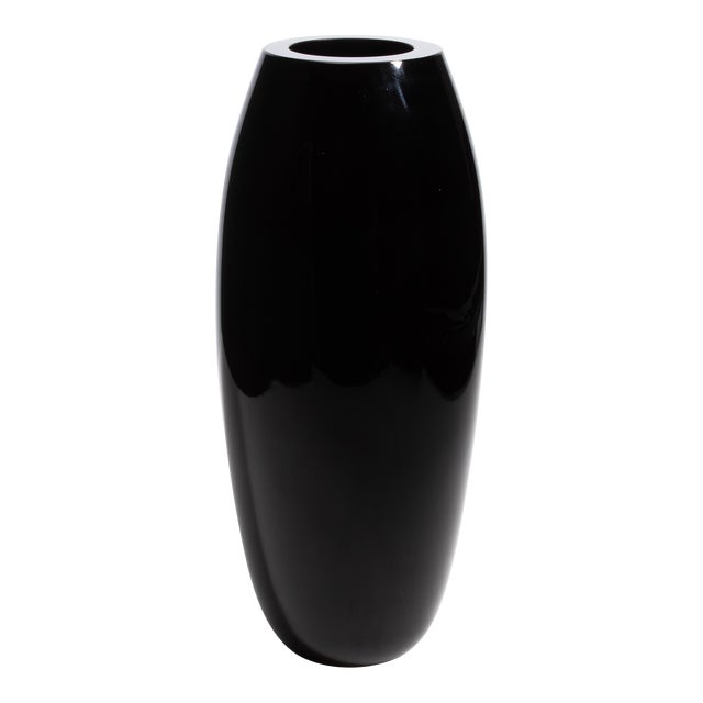 Hand Blown Murano Poker Vase in Onyx Black For Sale