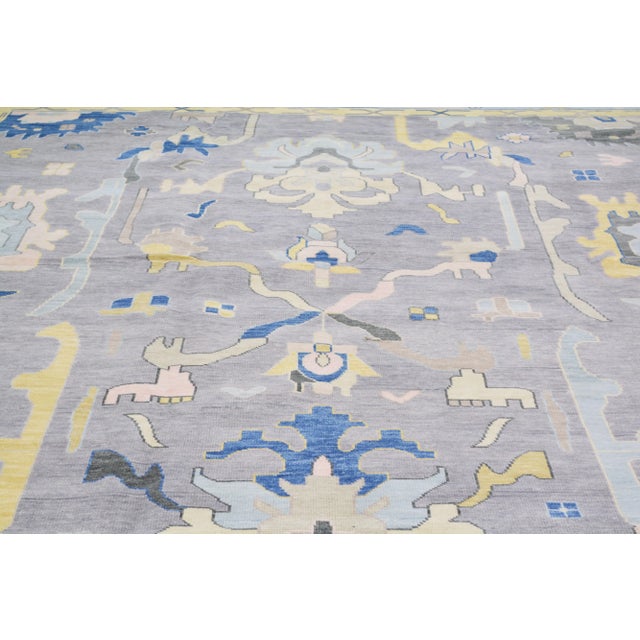Contemporary 1990s Oushak Hand Knotted Fine Rug With Soft Texture,11'9"X17'9" For Sale - Image 3 of 7