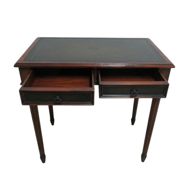 1990s 1990s Theodore Alexander Writing Desk Console French Leather Top Ladies For Sale - Image 5 of 10