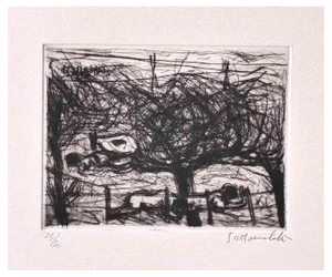 Nazareno Gattamenata, Landscape, Original Etching, 1970s
