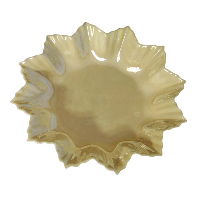 1965-1980 Belleek 6th Mark Ivory Luster Leaf Trinket Dish For Sale