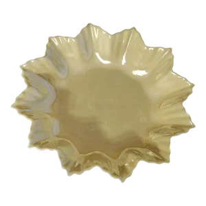 1965-1980 Belleek 6th Mark Ivory Luster Leaf Trinket Dish