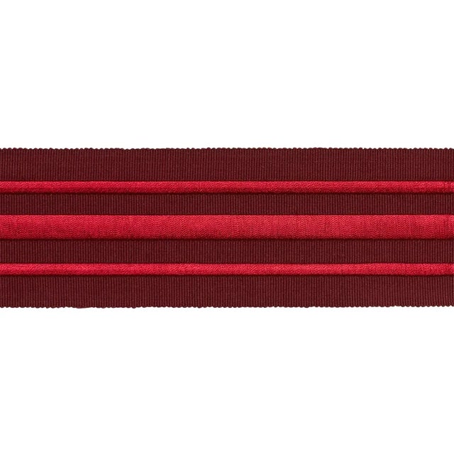 Contemporary Sample - Schumacher X Miles Redd Military Stripe Tape in Red on Burgundy For Sale - Image 3 of 3
