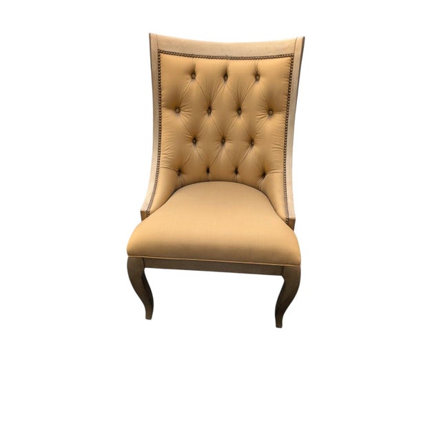 Marge Carson Tufted Gold Dining Chairs With Nailhead Trim, Set of 6 For Sale In Los Angeles - Image 6 of 17