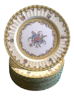English Floral Service Dinner Plates by Royal Worcester - Set of 12