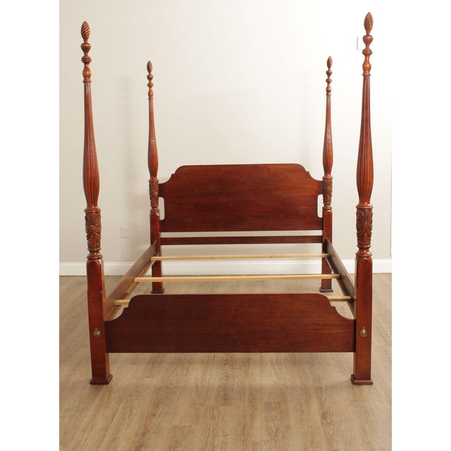 Brown Lexington Queen Size Carved Mahogany Poster Bed For Sale - Image 8 of 18