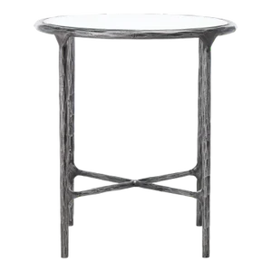 Jessa Forged Metal Round End Table - Silver